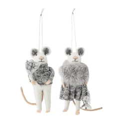 Peo julhänge mus 2 delar, Vit-grå^Bloomingville Discount