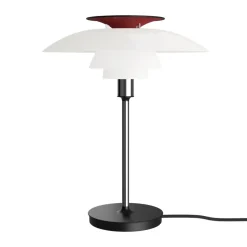 Skrivbordslampor|Bordslampor-Louis Poulsen PH 80 bordslampa, Vit opal, krompläterad