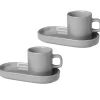 Glöggmuggar|Espressokoppar-Blomus Pilar espressokopp med fat 2-pack, Mirage grey