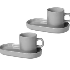 Glöggmuggar|Espressokoppar-Blomus Pilar espressokopp med fat 2-pack, Mirage grey