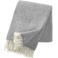 Ullplädar & Ullfiltar-Klippan Yllefabrik Polka ullpläd, grå