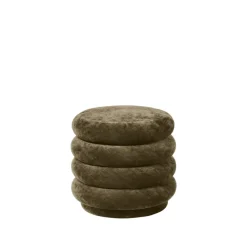 Sittpuffar-Ferm Living Pouf Round sittpuff, tyg faded velvet 3 forest