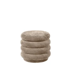 Sittpuffar-Ferm Living Pouf Round sittpuff, tyg faded velvet 26 beige