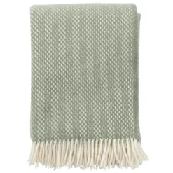 Ullplädar & Ullfiltar-Klippan Yllefabrik Preppy pläd, Dusty green