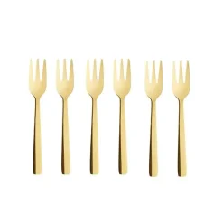 Teskedar & Kaffeskedar-Aida Raw dessertgaffel 6-pack, Guld