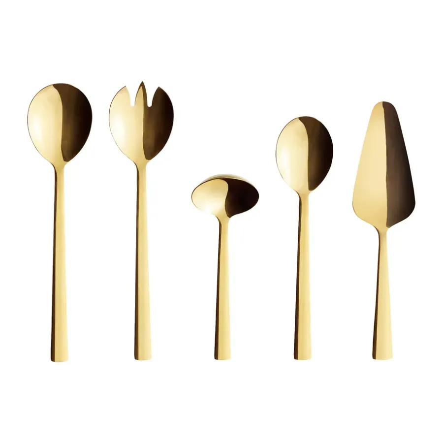 Serveringsbestick-Aida Raw serveringsbestick 5 delar, Guld (blank)
