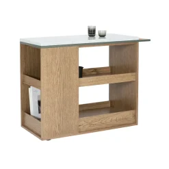 Serveringsvagnar & Rullvagnar-Asplund Remy serveringsvagn, valnötsbetsad ek (p4), carrara marmor, green khaki