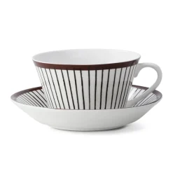 Tekoppar-Gustavsbergs Porslinsfabrik Ribb tegods, tekopp + fat