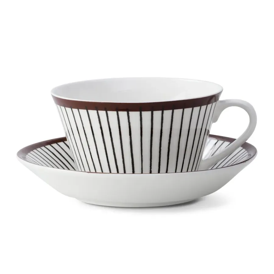 Tekoppar-Gustavsbergs Porslinsfabrik Ribb tegods, tekopp + fat