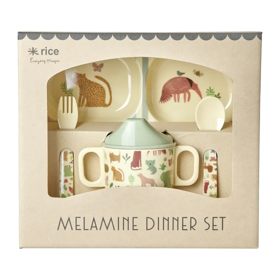 Serviser & Startset|Barnserviser-RICE barnservis 4 delar, Sweet Jungle Print-Cream