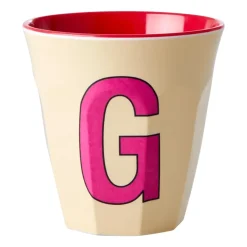 Barnmuggar|Plastmuggar-RICE melaminkopp medium bokstav G 30 cl, Pastel yellow