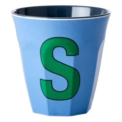 Barnmuggar|Plastmuggar-RICE melaminkopp medium bokstav S 30 cl, New dusty blue