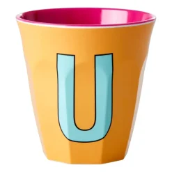 Barnmuggar|Plastmuggar-RICE melaminkopp medium bokstav U 30 cl, Apricot