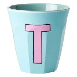 Barnmuggar|Plastmuggar-RICE melaminkopp medium bokstav T 30 cl, Mint