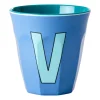 melaminkopp medium bokstav V 30 cl, New dusty blue^RICE New