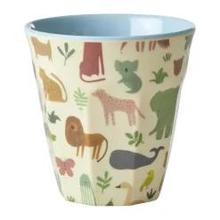 melaminkopp medium, Sweet Jungle Print-Soft blue^RICE Best