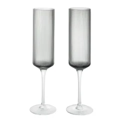 Ripple Champagne flutes champagneglas 15 cl 2-pack, Smoked Grey^Ferm Living Discount