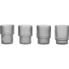 Dricksglas-Ferm Living Ripple glas 4-pack, Smoked grey