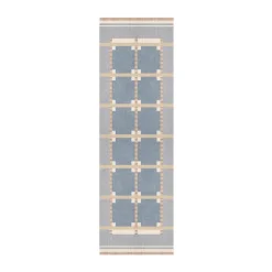 Gångmattor|Ullmattor-Layered Röllakan Ruth gångmatta, Summer sky, 75x240 cm