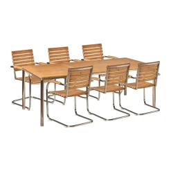 Utebord·Matbord Utomhus|Matbord Utomhus-1898 Rörvik matstol, Teak-rostfritt stål