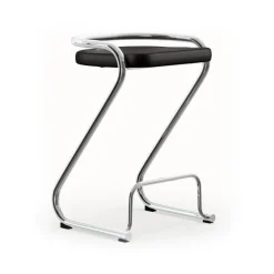 S70-3 barpall, Elmo Nordic läder Svart-kromstativ^Lammhults Hot