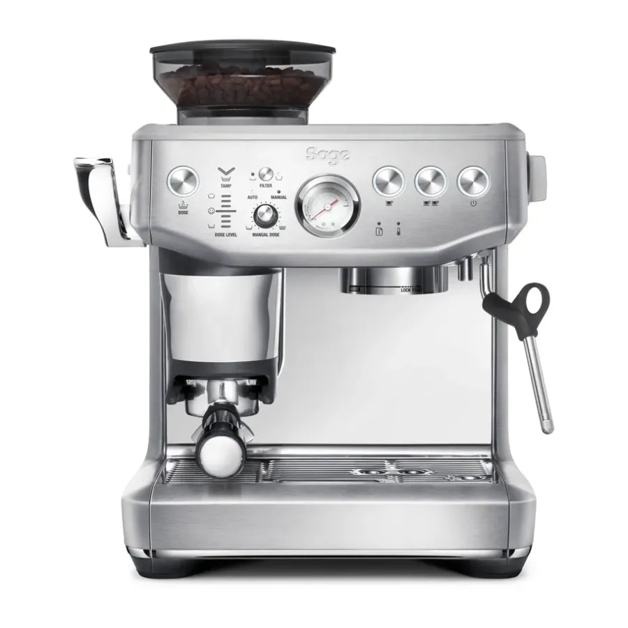 SES 876 halvautomatisk espressomaskin, Brushed Stainless Steel^Sage Hot