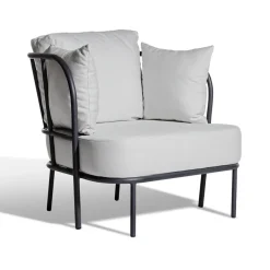 Saltö loungefåtölj, Sunbrella silver grey, charcoal grey aluminiumram^Skargaarden Online