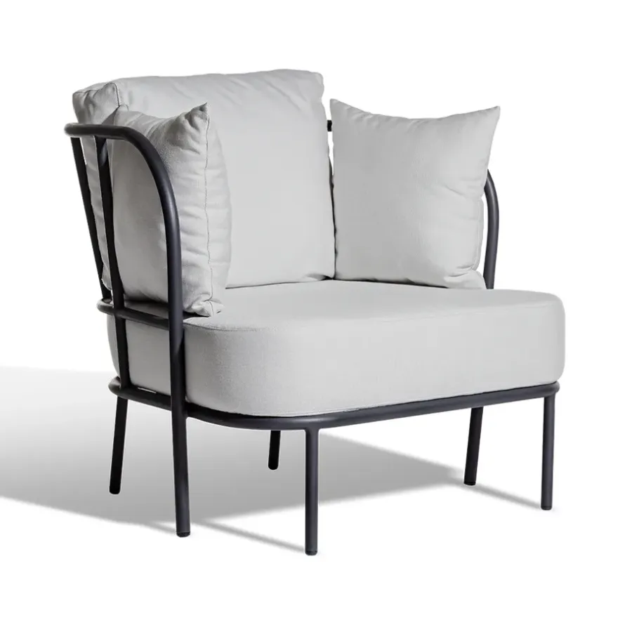 Saltö loungefåtölj, Sunbrella silver grey, charcoal grey aluminiumram^Skargaarden Online