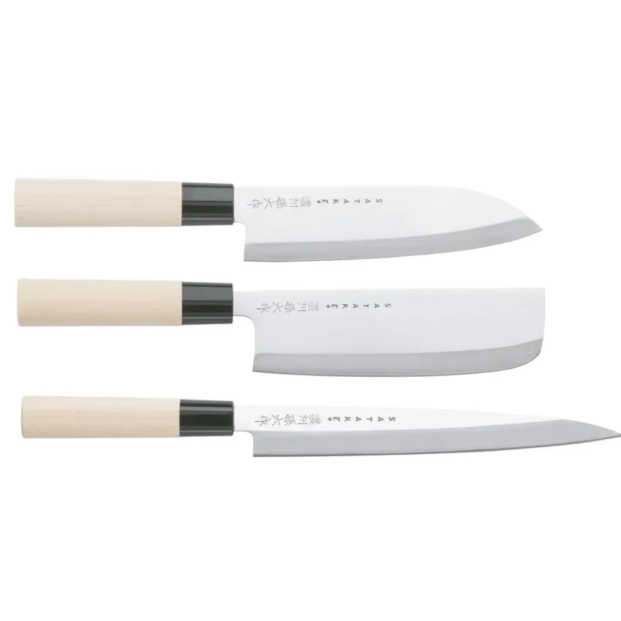 Houcho knivset nakiri, sashimi & santoku, 3 delar^Satake