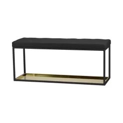 Skohyllor|Skohyllor-Scherlin bänk 11, Svart-svart läder-mässingsplåt