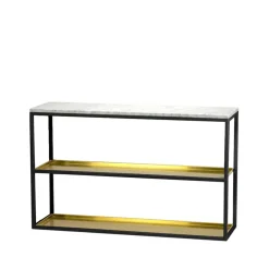 konsolbord 11, marmor vit, svartlackat stativ med hyllplan^Scherlin Online