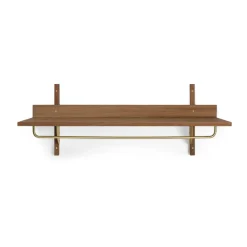 Sector hylla med stång 37x87 cm, Smoked Oak, brass^Ferm Living Outlet