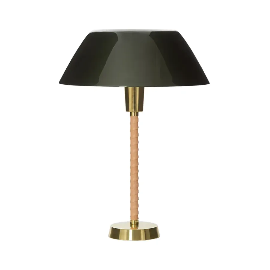 Bordslampor-Innolux Senator bordslampa, grön, stativ i läder och mässing