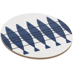 Sill grytunderlägg, vit-blå^Almedahls Discount