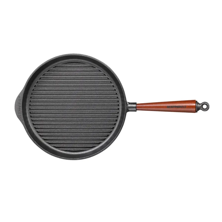 Grillpannor|Gjutjärnspannor-Skeppshult Gjutjärn Skeppshult grillpanna med trähandtag, 28 cm