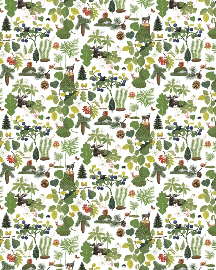 Tyger & Metervaror|Vaxdukar-Arvidssons Textil Skogsliv vaxduk, Grön