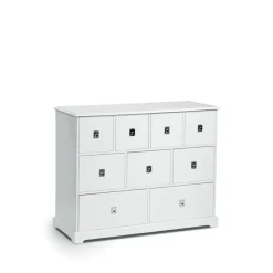 Byråer & Hurtsar|Byråer & Hurtsar-Mavis Smögen byrå, vit, 9 lådor, krom