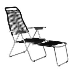 Sittmöbler·Solstolar & Solsängar|Solstolar & Solsängar-Fiam Spaghetti solstol med fotstöd, Black