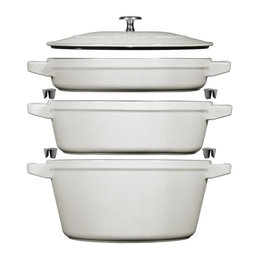 Gryt & kastrullset stapelbara 5 delar, White truffle^STAUB Best