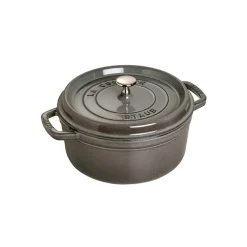 Gjutjärnsgrytor-STAUB rund gryta i gjutjärn 3,8 l, grå