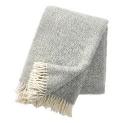 Ullplädar & Ullfiltar-Klippan Yllefabrik Stella ullpläd, ljusgrå
