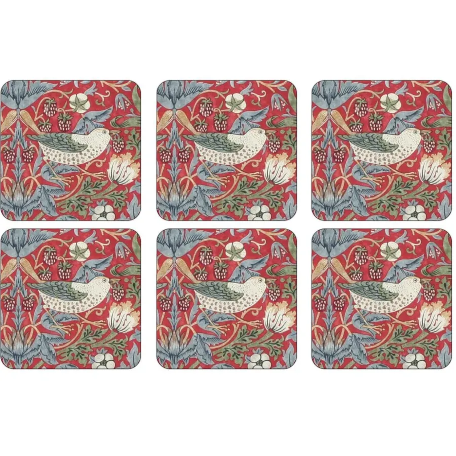 Glasunderlägg-Pimpernel Strawberry Thief glasunderlägg 6-pack, Röd