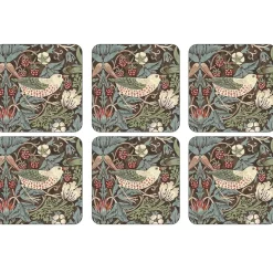 Strawberry Thief glasunderlägg 6-pack, Brun^Pimpernel Best