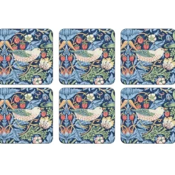 Strawberry Thief glasunderlägg 6-pack, Blå^Pimpernel Online