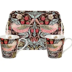 Strawberry Thief mugg och brickset, Brun^Pimpernel Hot