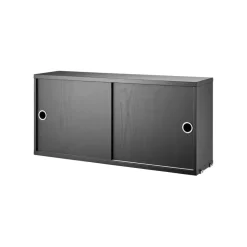 Stringhylla|Skåp & Vitrinskåp-String skåp med skjutdörr, ask svartbets, 78x20 cm