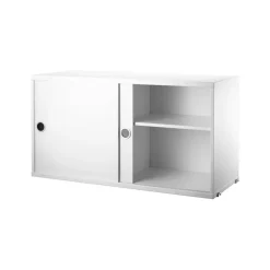 Stringhylla|Skåp & Vitrinskåp-String skåp med skjutdörr, vit, 78x30 cm