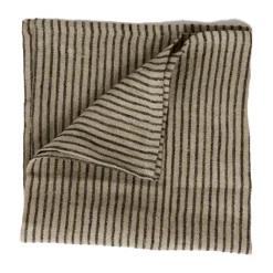 Stripe linneservett 45x45 cm, Svart-sand^Olsson & Jensen