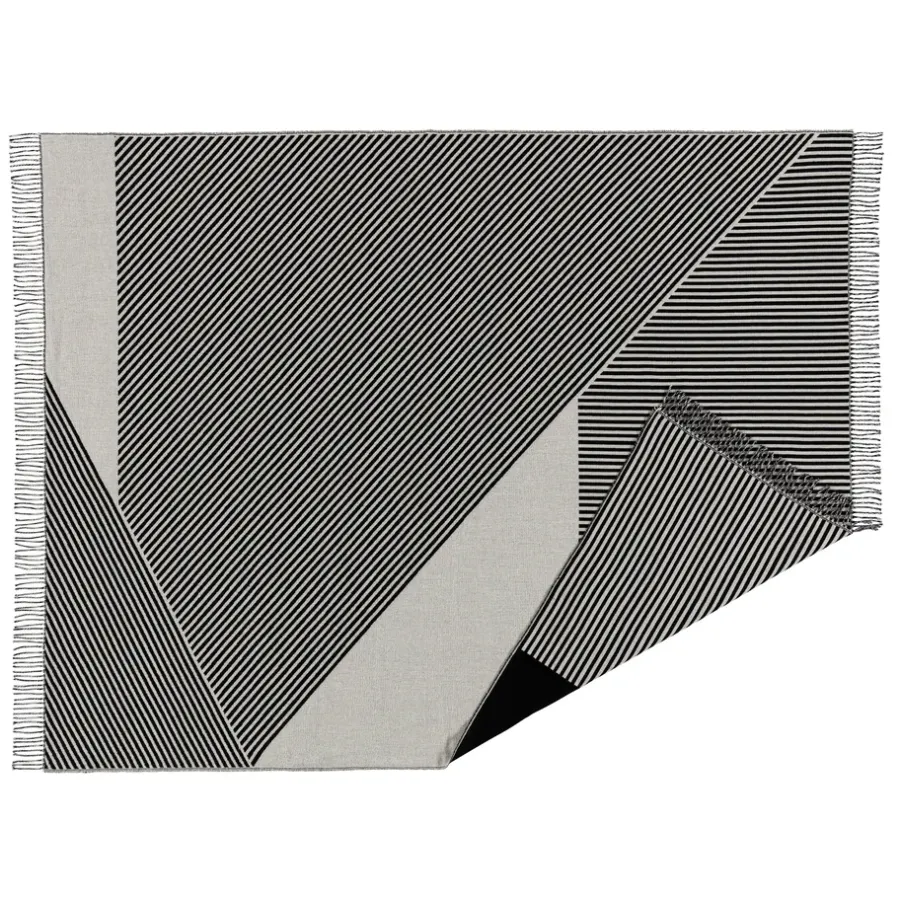 Bomullsplädar & Bomullsfiltar-NJRD Stripes bomullspläd, Svart