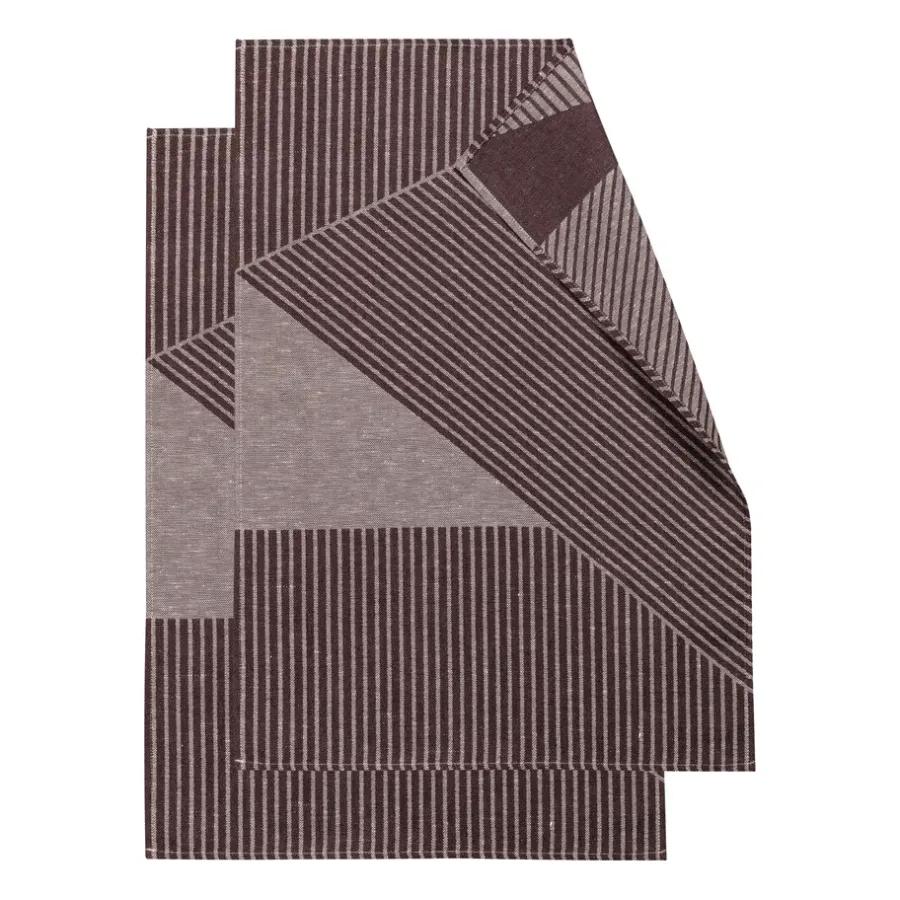 Kökshanddukar|Kökshanddukar-NJRD Stripes kökshandduk 47x70 cm 2-pack, Brun-vit
